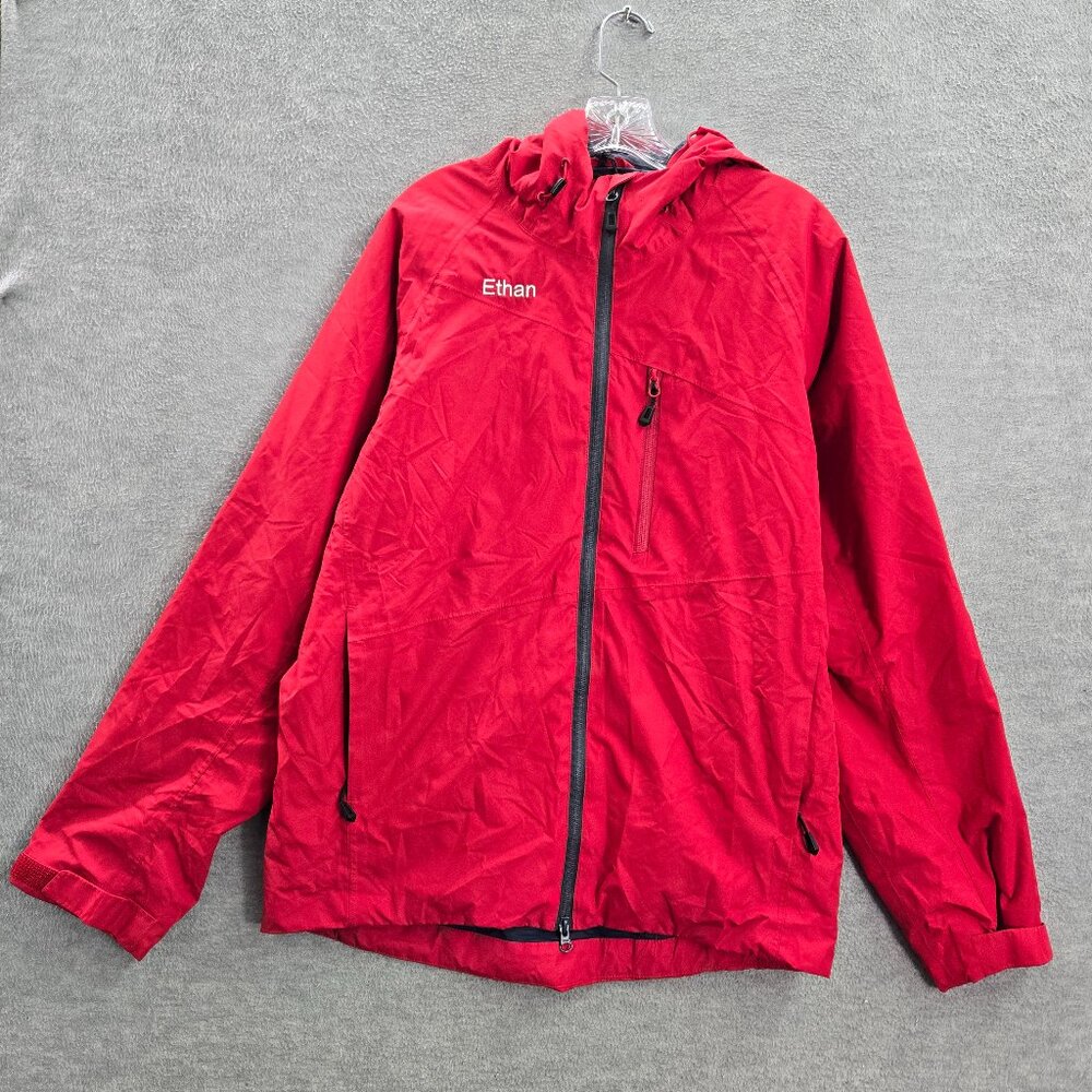 Chik Fil A Men Jacket‎ Medium Red Quilted Lined Full Zip Windbreaker Hoodie